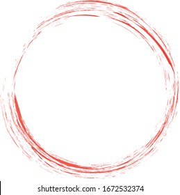 Circle brush stroke vector isolated on white background. Red enso zen circle brush stroke.For stamp,seal, ink and paintbrush design template. Grunge hand drawn circle shape, vector illustration