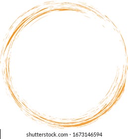 Circle brush stroke vector isolated on white background. Orange enso zen circle brush stroke.For stamp,seal, ink and paintbrush design template. Grunge hand drawn circle shape, vector illustration