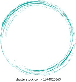 Circle brush stroke vector isolated on white background. Turquoise enso zen circle brush stroke.For stamp,seal, ink and paintbrush design template. Grunge hand drawn circle shape, vector illustration