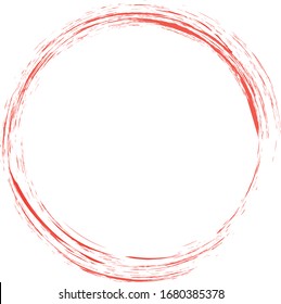 Circle brush stroke vector isolated on white background. Red enso zen circle brush stroke.For stamp,seal, ink and paintbrush design template. Grunge hand drawn circle shape, vector illustration