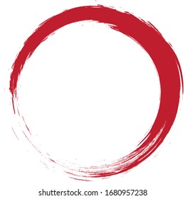 Circle brush stroke vector isolated on white background. Red enso zen circle brush stroke. For stamp,seal, ink and paintbrush design template. Grunge hand drawn circle shape, vector illustration