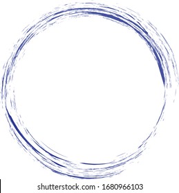 Circle brush stroke vector isolated on white background. Blue enso zen circle brush stroke.For stamp,seal, ink and paintbrush design template. Grunge hand drawn circle shape, vector illustration