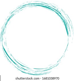Circle brush stroke vector isolated on white background. Turquoise enso zen circle brush stroke.For stamp,seal, ink and paintbrush design template. Grunge hand drawn circle shape, vector illustration