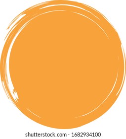 Circle brush stroke vector isolated on white background.Orange enso zen circle brush stroke.For round stamp, seal, ink and paintbrush design template.Grunge hand drawn circle shape,vector illustration