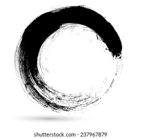 Circle Brush Stroke .Vector Logo Design Template . Twirl Grunge Shapes . 
