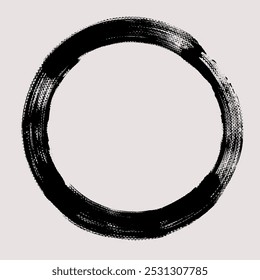 Circle brush stroke vector. Painted circle frame. Abstract textured text box. Grunge design illustration