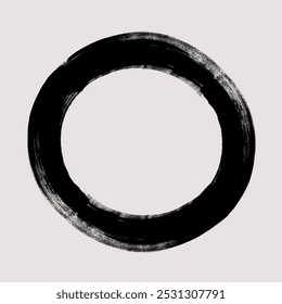 Circle brush stroke vector. Painted circle frame. Abstract textured text box. Grunge design illustration