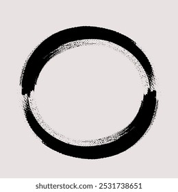 Circle brush stroke vector. Painted circle frame. Abstract textured text box. Grunge design illustration