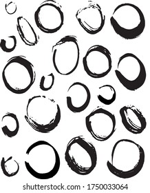 Circle Brush Strokes black silhouette