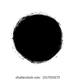 Circle brush strokes, hand drawn paint brush circle logo frame – for stock