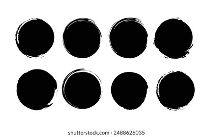 Circle brush strokes, hand drawn paint brush circle logo frame – for stock vector.