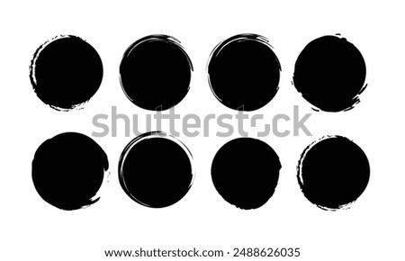 Circle brush strokes, hand drawn paint brush circle logo frame – for stock vector.