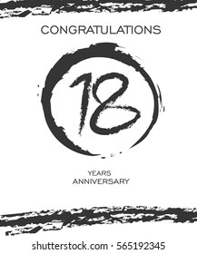 Circle Brushstroke 18 years Anniversary. Monochrome Vector Design. use for Family, Shop, Business, Company and various Event