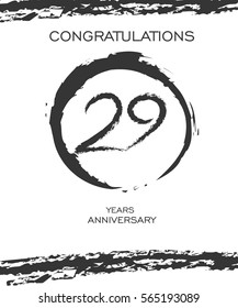 Circle Brushstroke 29 years Anniversary. Monochrome Vector Design. use for Family, Shop, Business, Company and various Event