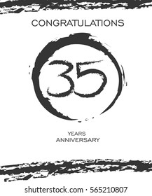 Circle Brushstroke 35 years Anniversary. Monochrome Vector Design. use for Family, Shop, Business, Company and various Event