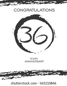 Circle Brushstroke 36 years Anniversary. Monochrome Vector Design. use for Family, Shop, Business, Company and various Event