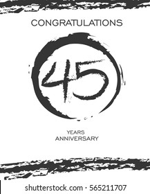 Circle Brushstroke 45 years Anniversary. Monochrome Vector Design. use for Family, Shop, Business, Company and various Event