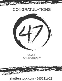 Circle Brushstroke 47 years Anniversary. Monochrome Vector Design. use for Family, Shop, Business, Company and various Event