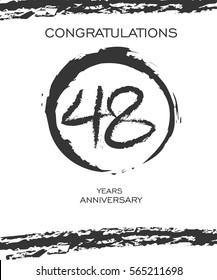 Circle Brushstroke 48 years Anniversary. Monochrome Vector Design. use for Family, Shop, Business, Company and various Event