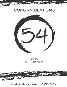Circle Brushstroke 54 years Anniversary. Monochrome Vector Design. use for Family, Shop, Business, Company and various Event