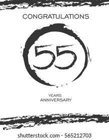 Circle Brushstroke 55 years Anniversary. Monochrome Vector Design. use for Family, Shop, Business, Company and various Event