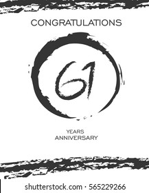 Circle Brushstroke 61 years Anniversary. Monochrome Vector Design. use for Family, Shop, Business, Company and various Event