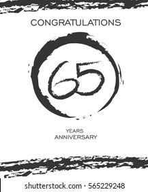 Circle Brushstroke 65 years Anniversary. Monochrome Vector Design. use for Family, Shop, Business, Company and various Event