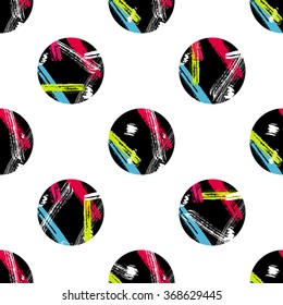 Circle brushstrokes seamless bold pattern