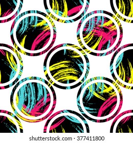 Circle brushstrokes seamless bold pattern. Exotic colors