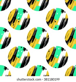 Circle brushstrokes seamless bold pattern