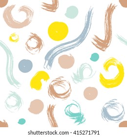 Circle brushstrokes seamless bold pattern. Blotch, spots texture. Summer design