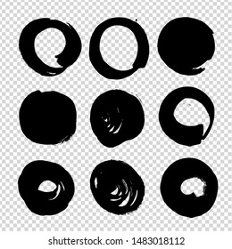 Circle brushstrokes textured isolated on imitation transparent background