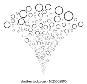 Circle Bubble explosion fountain. Vector illustration style is flat iconic symbols. Object fountain organized from random icons as circle bubble fireworks.