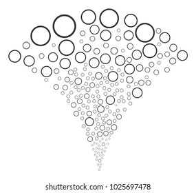 Circle Bubble explosion fountain. Vector illustration style is flat iconic symbols. Object fountain made from random design elements as circle bubble fireworks.