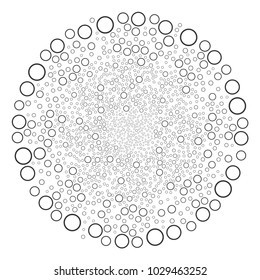 Circle Bubble festive spheric cluster. Object pattern done from scattered circle bubble icons as explosion spheric cluster. Vector illustration style is flat iconic symbols.