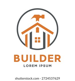 Um design de logotipo de empresa de construção de construtor de círculo