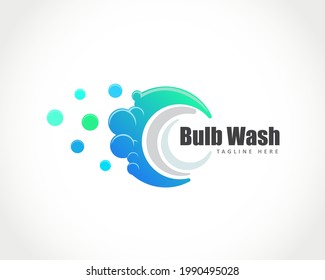 circle bulb foam soap shampoo logo symbol design illustration