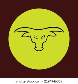 Circle bull animal logo design 