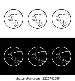Circle bull animal logo design 