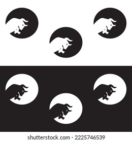 Circle bull animal logo design 