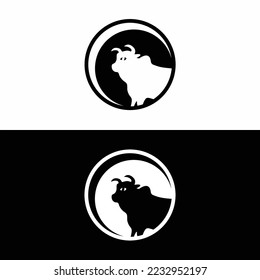 Circle bull animal logo design . icon logo 