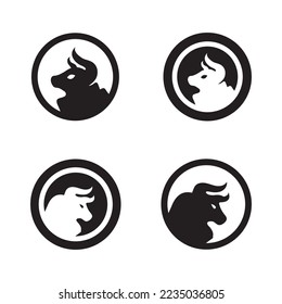 Circle bull animal logo design . icon logo 