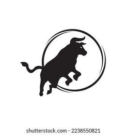 Diseño del logo del animal del toro circular. logotipo de icono 