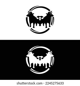 Circle bull animal logo design . icon logo 
