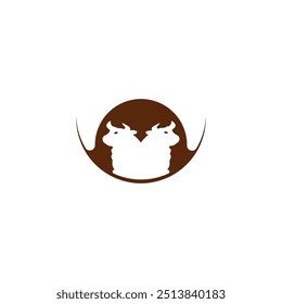 Circle bull animal logo design. icon logo . silhouette logo	