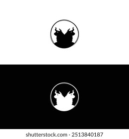 Circle bull animal logo design. icon logo . silhouette logo	