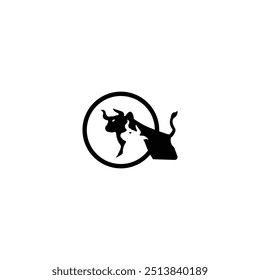 Circle bull animal logo design. icon logo . silhouette logo	