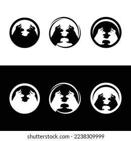 Circle bull animal logo template design . icon logo 
