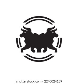 Circle bull animal logo template design . icon logo 