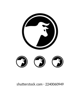 Circle bull animal logo template design . icon logo